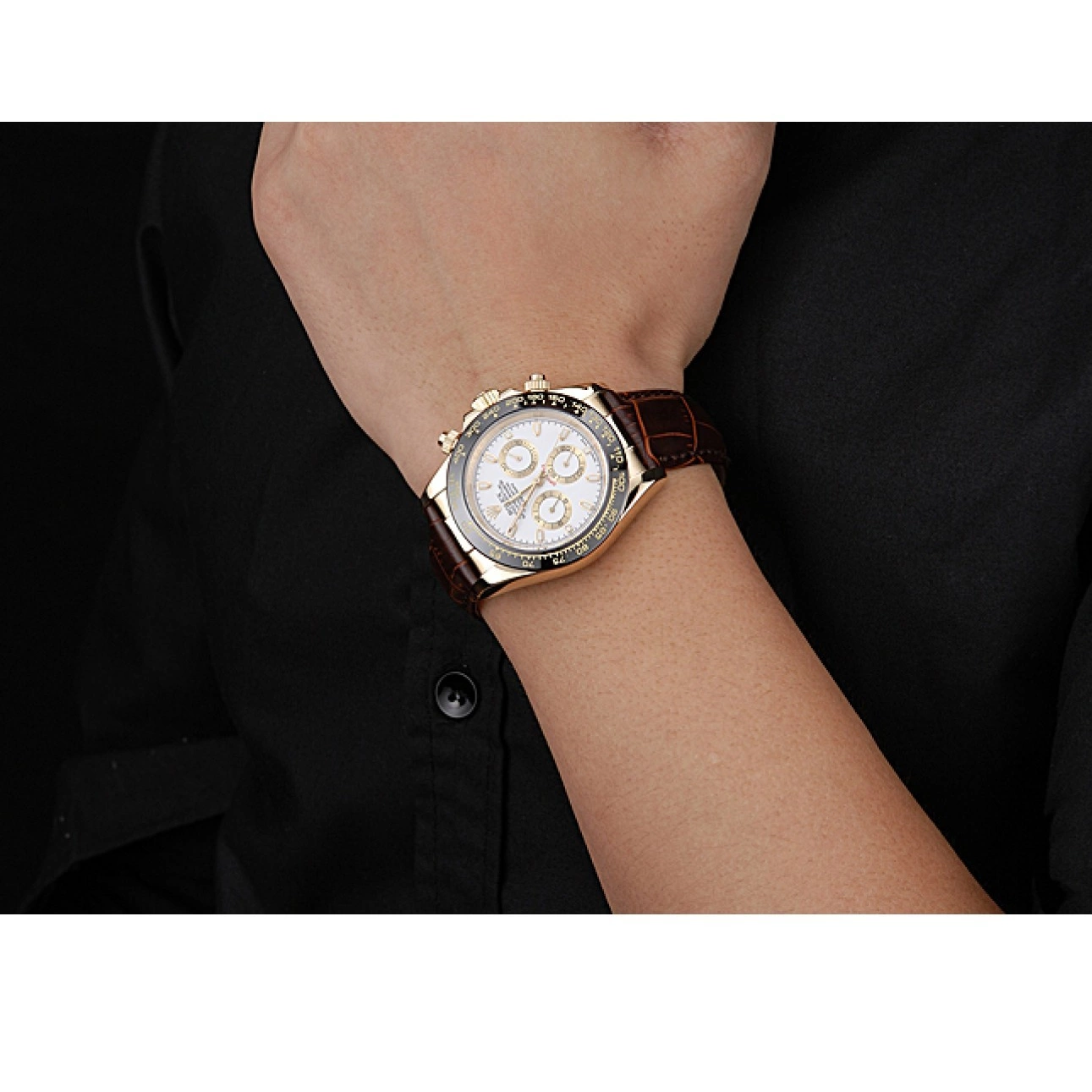 Best AAA Replica Sites Rolex Daytona Case Brown Cosmograph 622633 Dial Bracelet Gold White Leather 0629